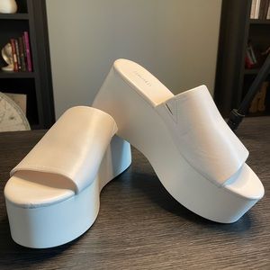 White platform sandals